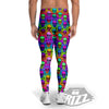 Neon Bright Human Skulls Print Pattern Men's Leggings-grizzshop