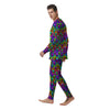 Neon Bright Human Skulls Print Pattern Men's Pajamas-grizzshop