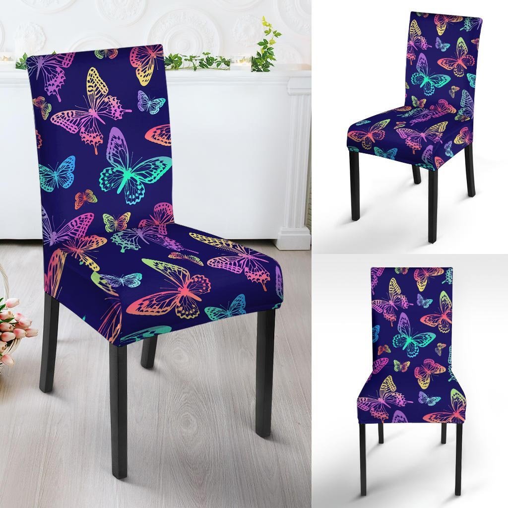 Neon Butterfly Print Chair Cover-grizzshop