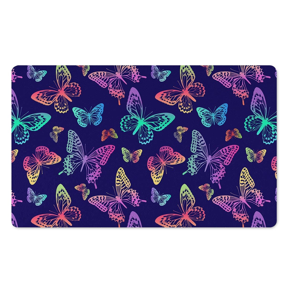 Neon Butterfly Print Door Mat-grizzshop