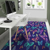 Neon Butterfly Print Floor Mat-grizzshop