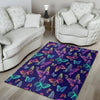 Neon Butterfly Print Floor Mat-grizzshop