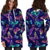 Neon Butterfly Print Hoodie Dress-grizzshop