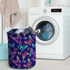 Neon Butterfly Print Laundry Basket-grizzshop