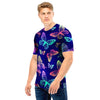 Neon Butterfly Print Men T Shirt-grizzshop