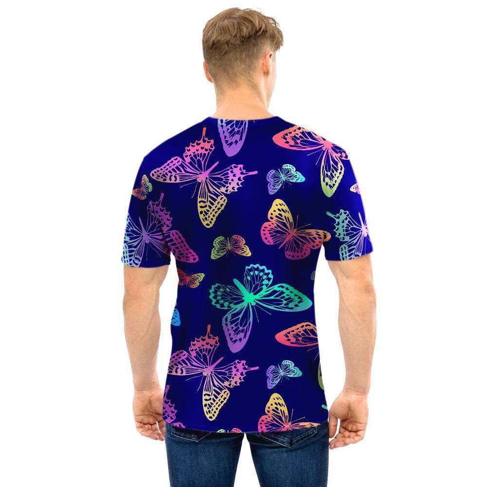 Neon Butterfly Print Men T Shirt-grizzshop