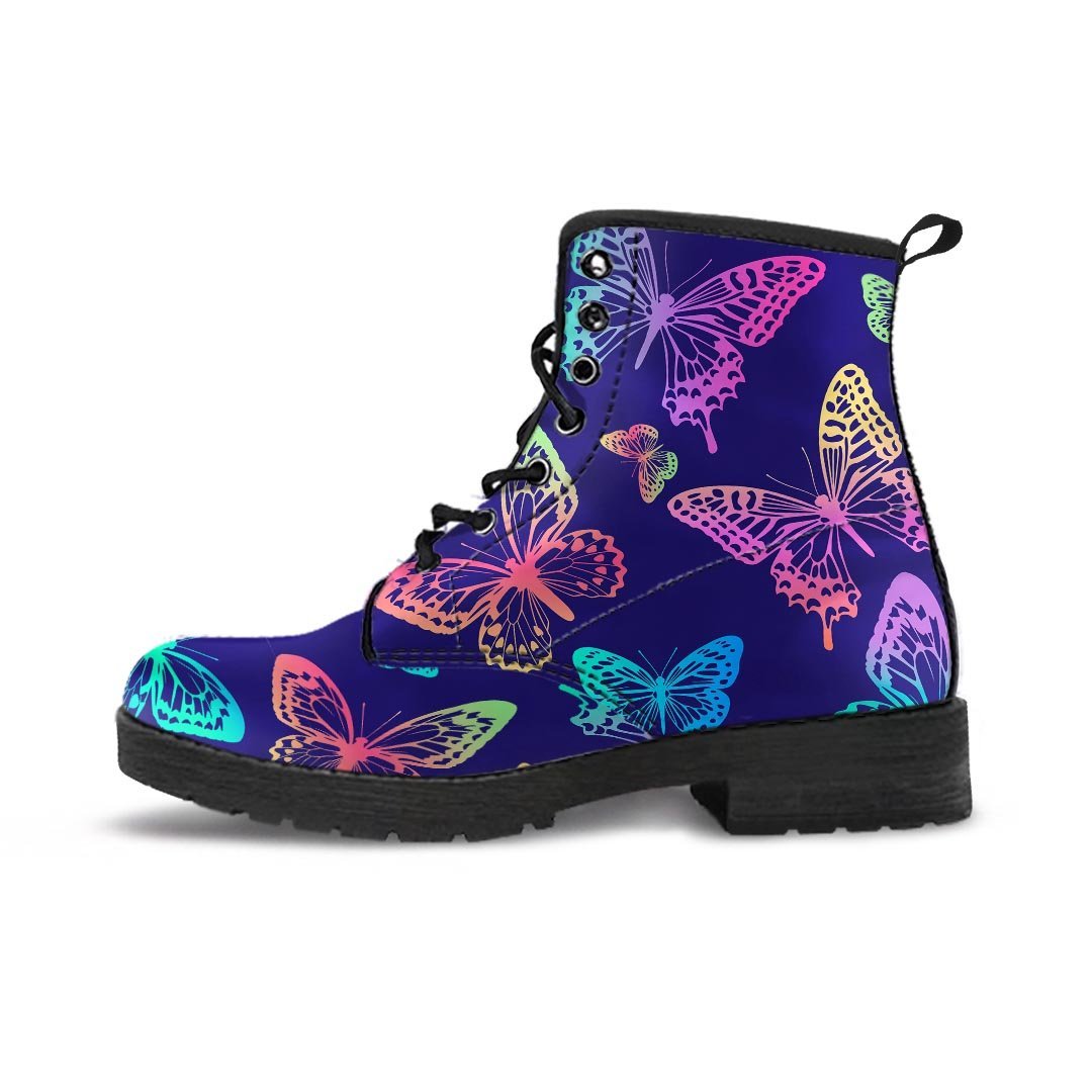 Neon Butterfly Print Men's Boots-grizzshop