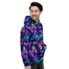 Neon Butterfly Print Men's Hoodie-grizzshop