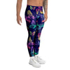 Neon Butterfly Print Men's Leggings-grizzshop