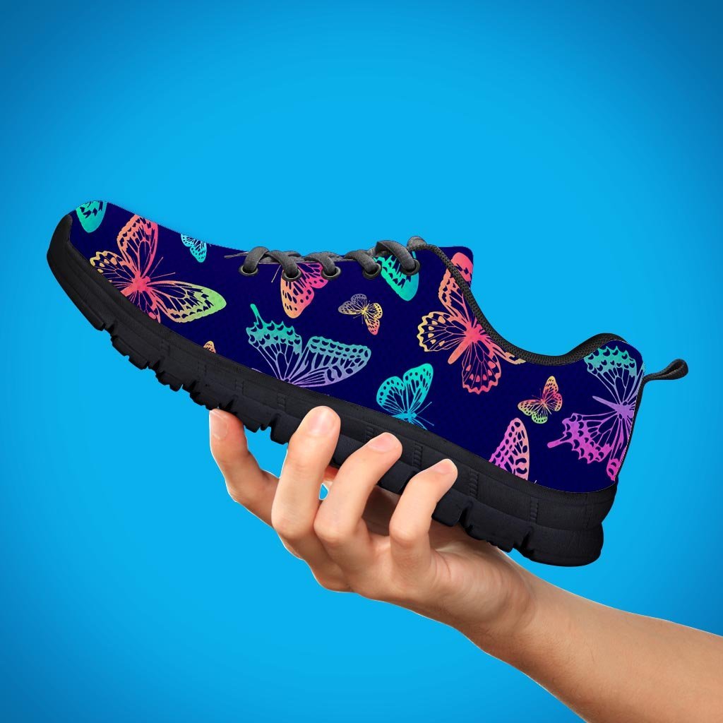 Neon Butterfly Print Men's Sneakers-grizzshop