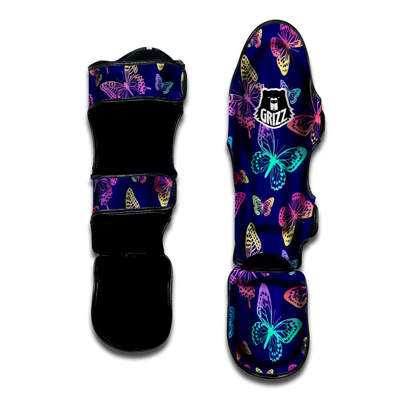 Neon Butterfly Print Muay Thai Shin Guard-grizzshop