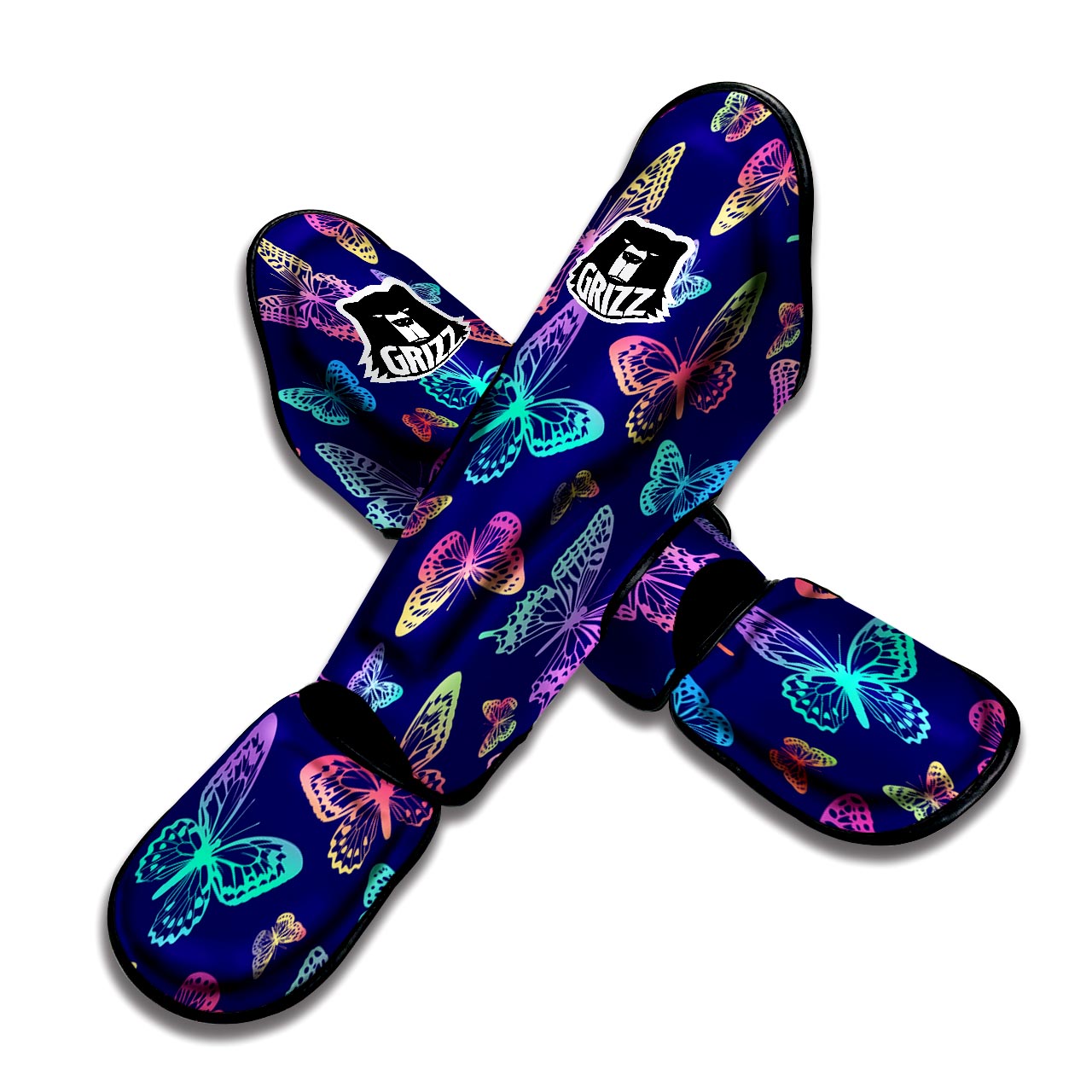 Neon Butterfly Print Muay Thai Shin Guard-grizzshop