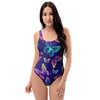 Neon Butterfly Print One Piece Swimsuite-grizzshop