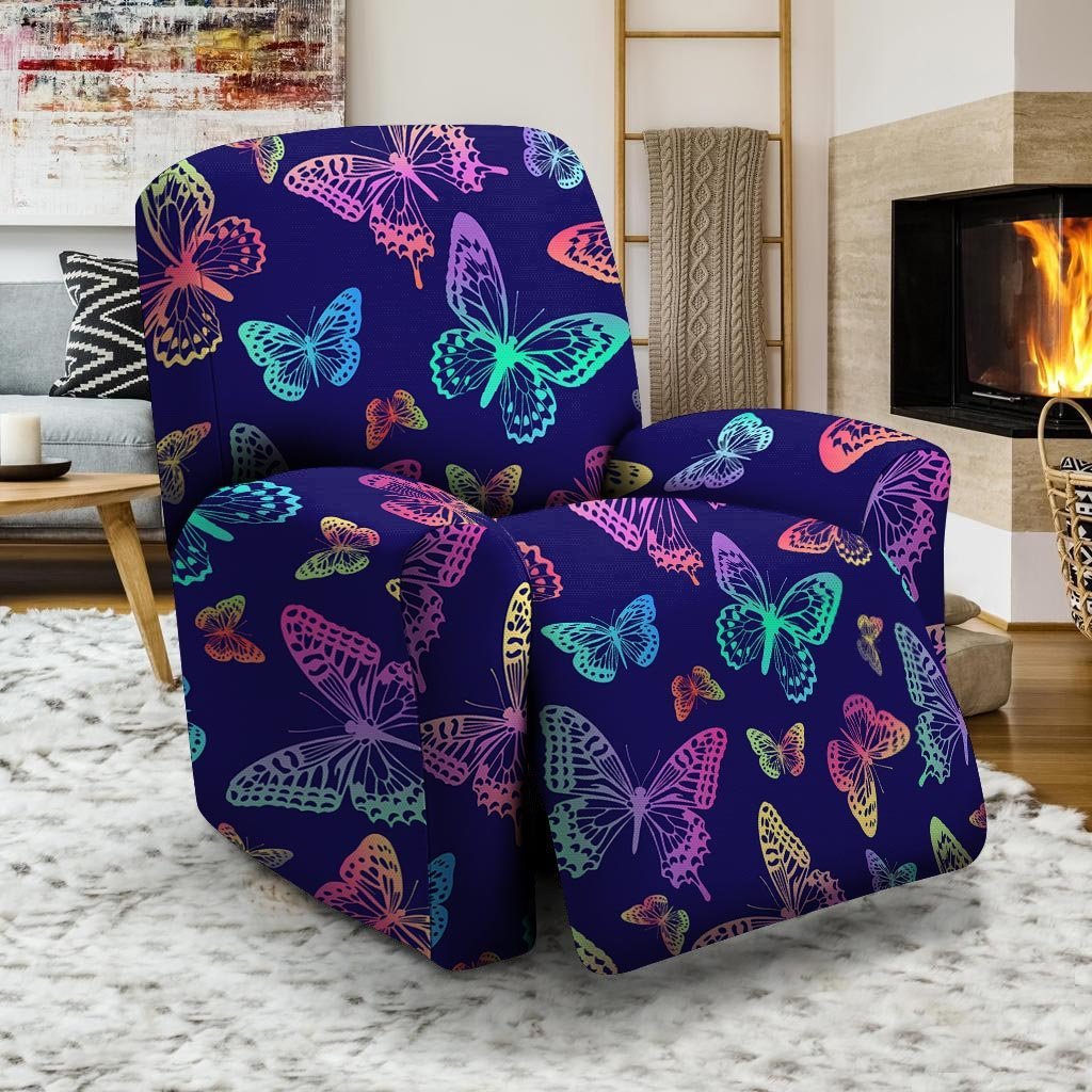 Neon Butterfly Print Recliner Cover-grizzshop