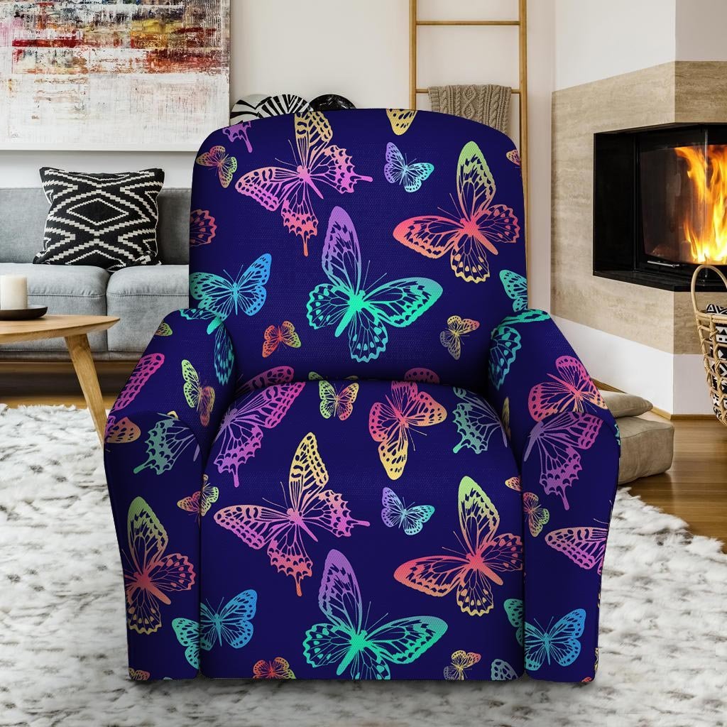 Neon Butterfly Print Recliner Cover-grizzshop