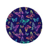 Neon Butterfly Print Round Rug-grizzshop