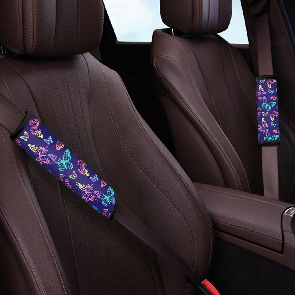 Neon Butterfly Print Seat Belt Cover-grizzshop