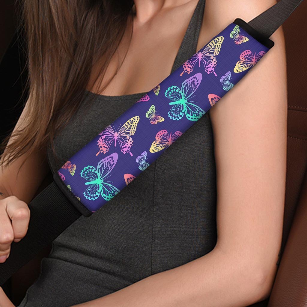 Neon Butterfly Print Seat Belt Cover-grizzshop