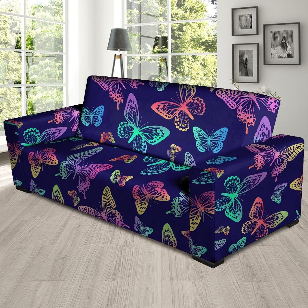 Neon Butterfly Print Sofa Cover-grizzshop