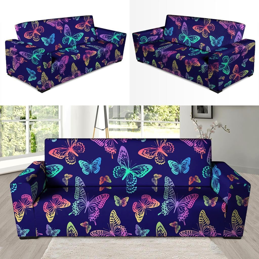 Neon Butterfly Print Sofa Cover-grizzshop