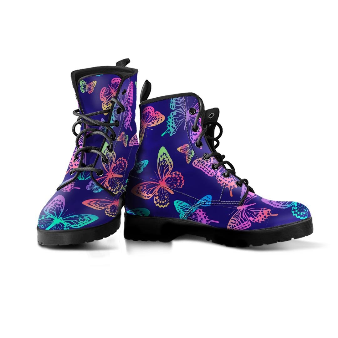 Neon Butterfly Print Women's Boots-grizzshop