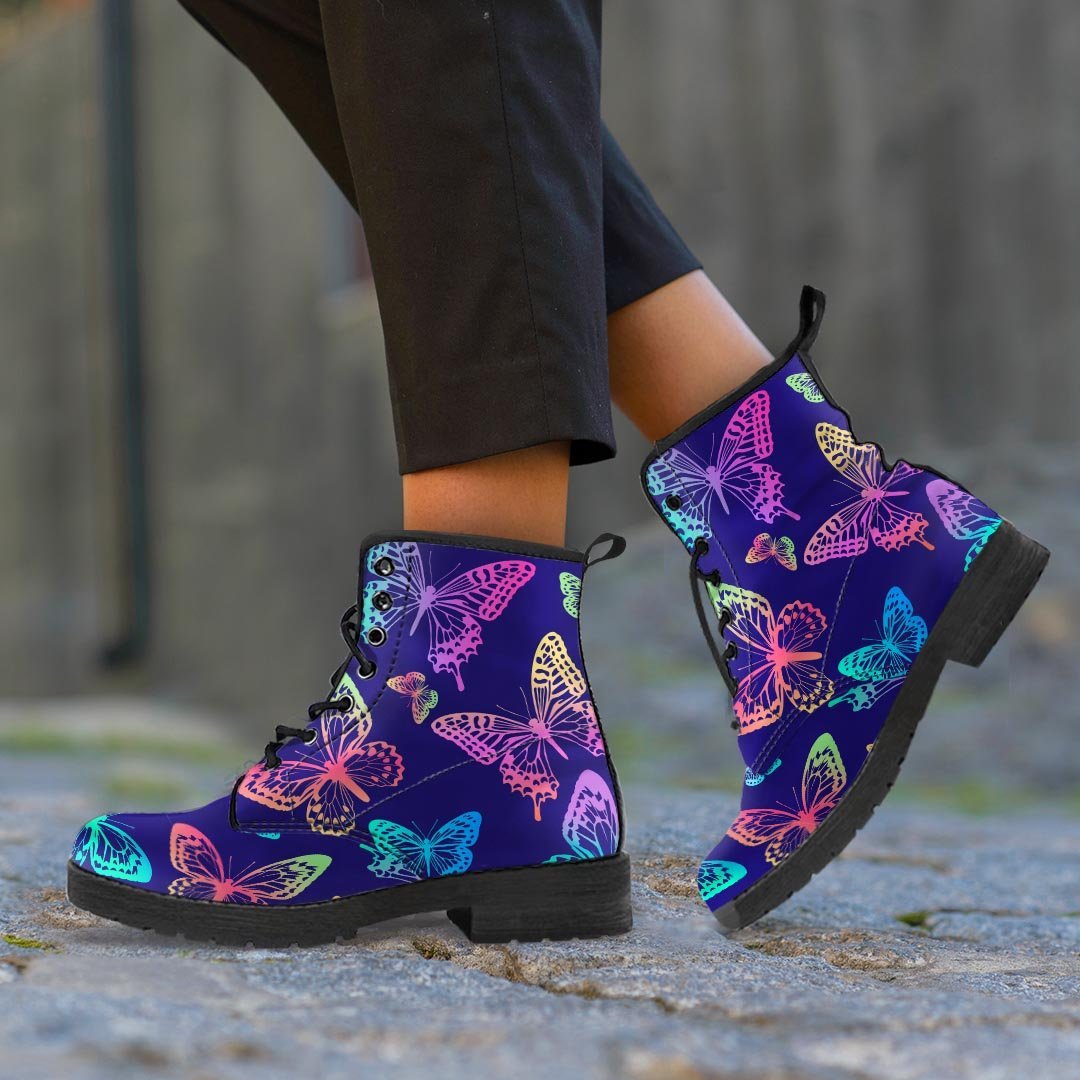 Neon Butterfly Print Women's Boots-grizzshop