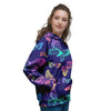 Neon Butterfly Print Women's Hoodie-grizzshop