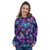 Neon Butterfly Print Women's Hoodie-grizzshop