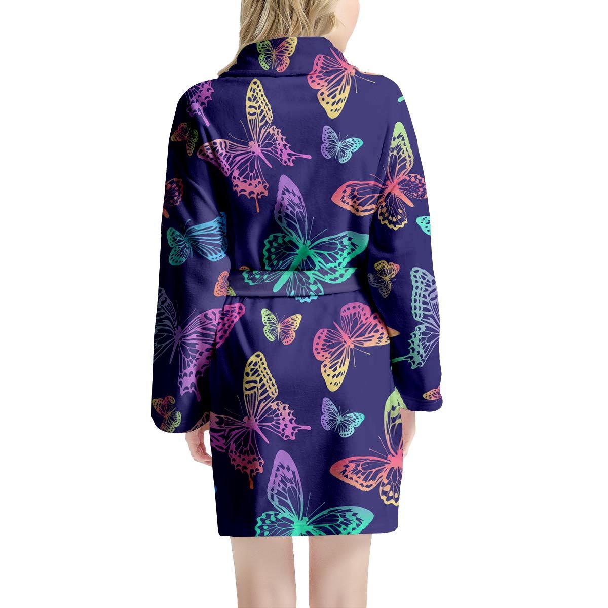 Neon Butterfly Print Women's Robe-grizzshop