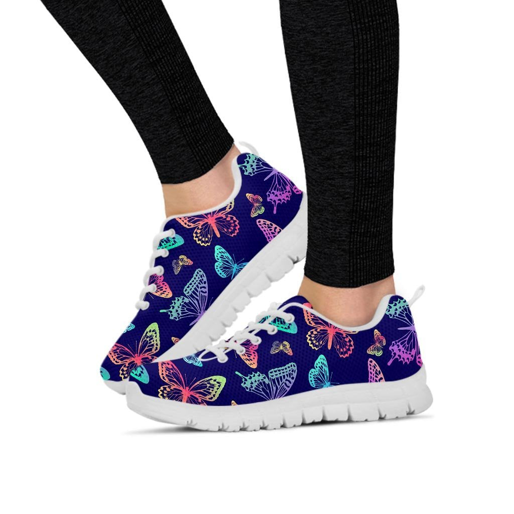 Neon Butterfly Print Women's Sneakers-grizzshop