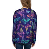 Neon Butterfly Print Women's Sweatshirt-grizzshop