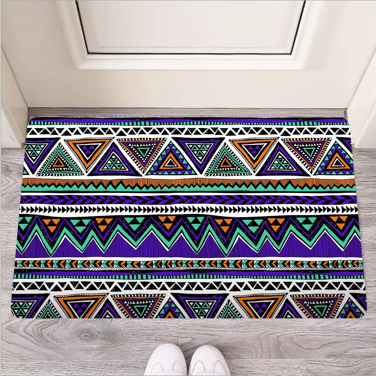 Neon Color Indian Aztec Doodle Door Mat-grizzshop