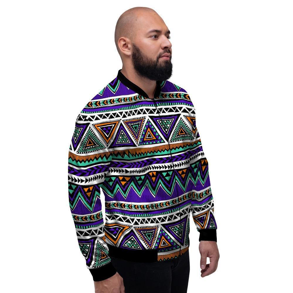 Neon Color Indian Aztec Doodle Men's Bomber Jacket-grizzshop