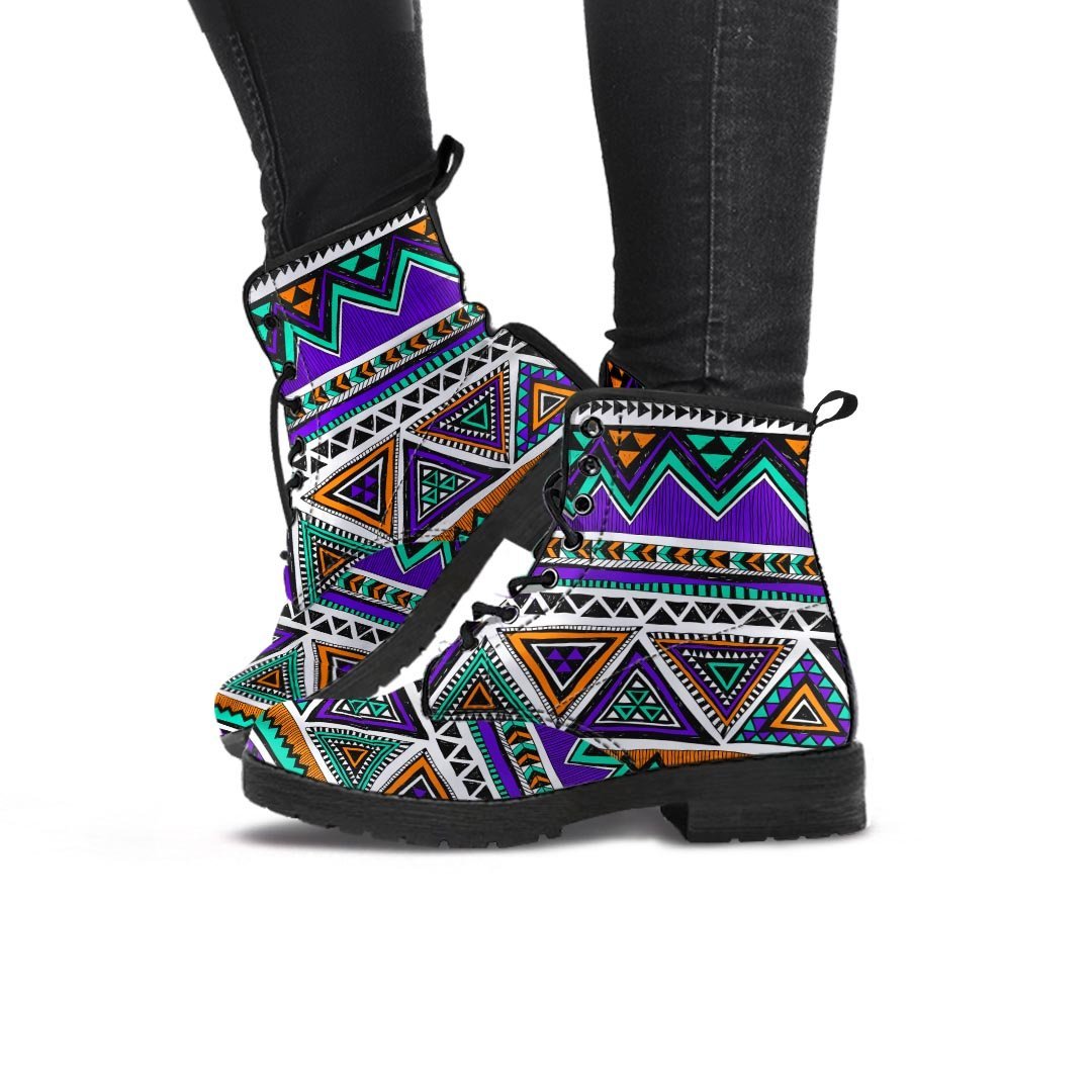 Neon Color Indian Aztec Doodle Women's Boots-grizzshop