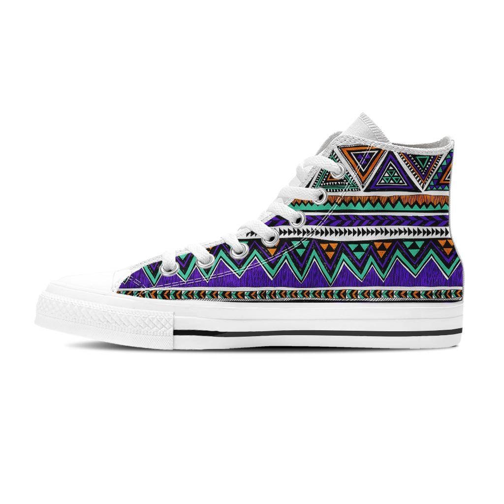 Neon Color Indian Aztec Doodle Women's High Top Shoes-grizzshop