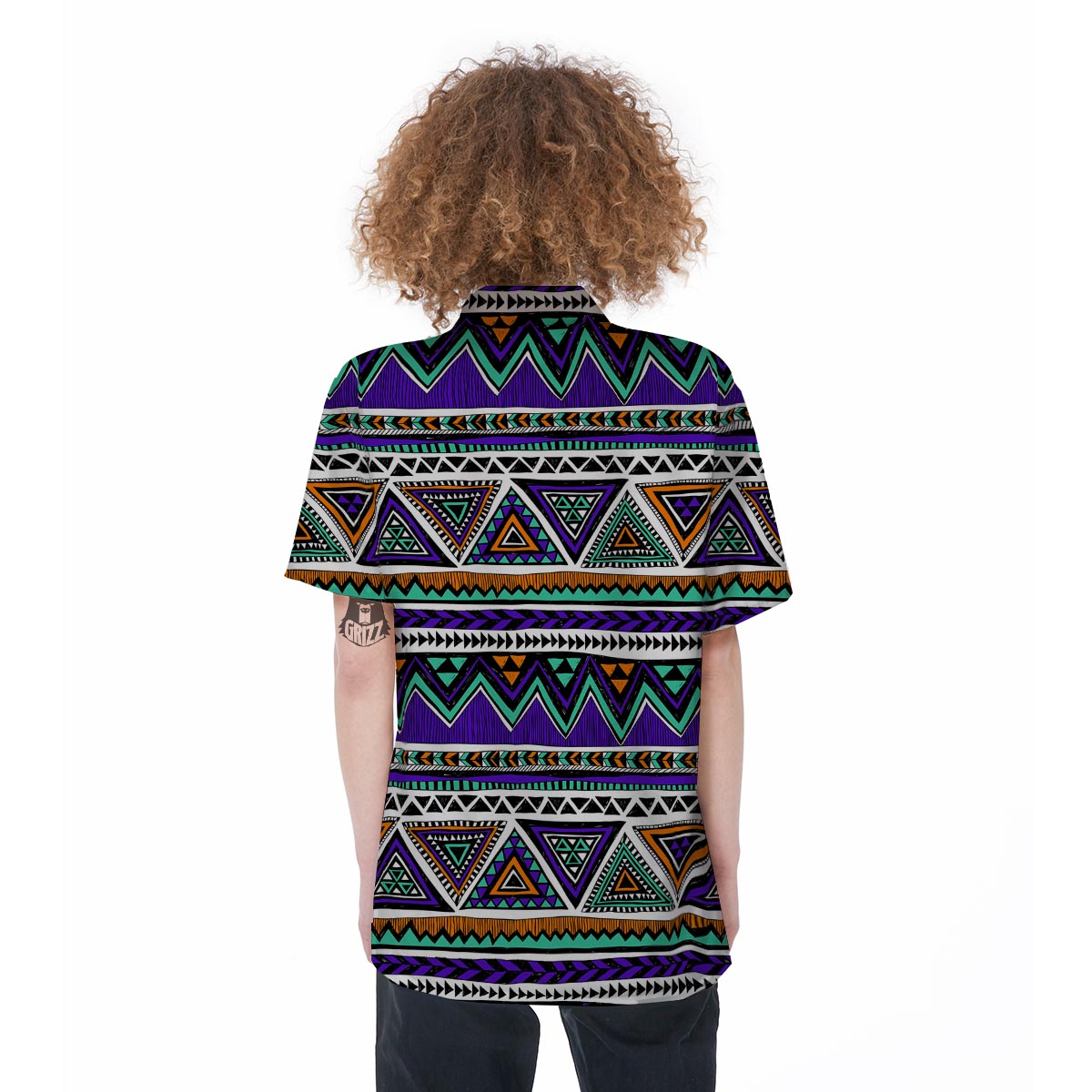 Neon Color Indian Aztec Doodle Women's Short Sleeve Shirts-grizzshop