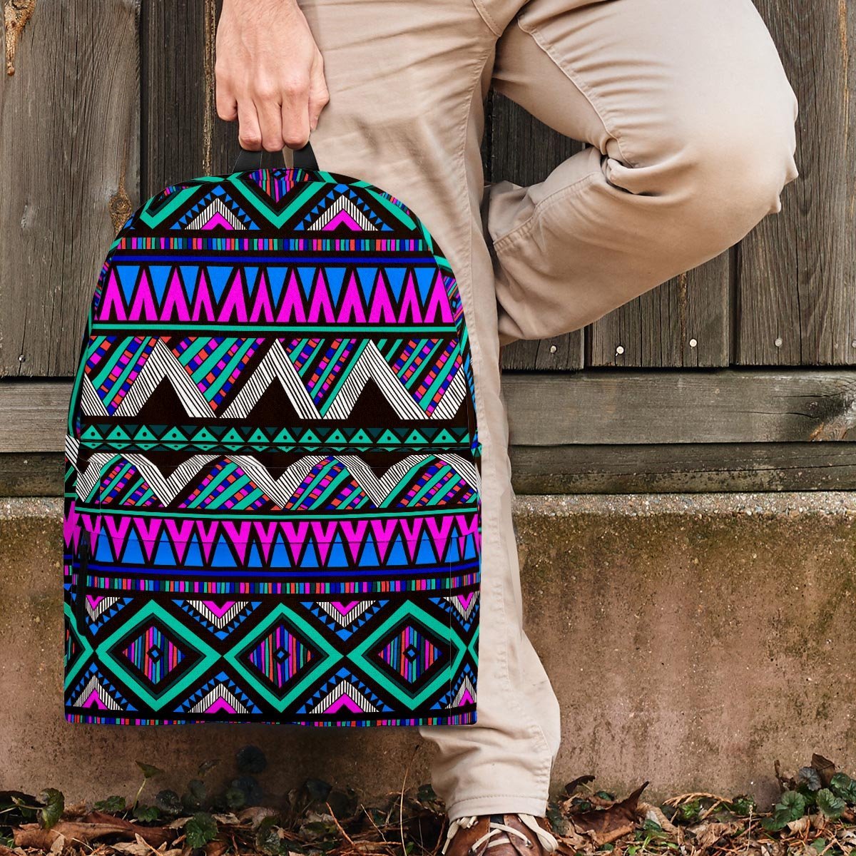 Neon Color Indian Aztec Trippy Backpack-grizzshop