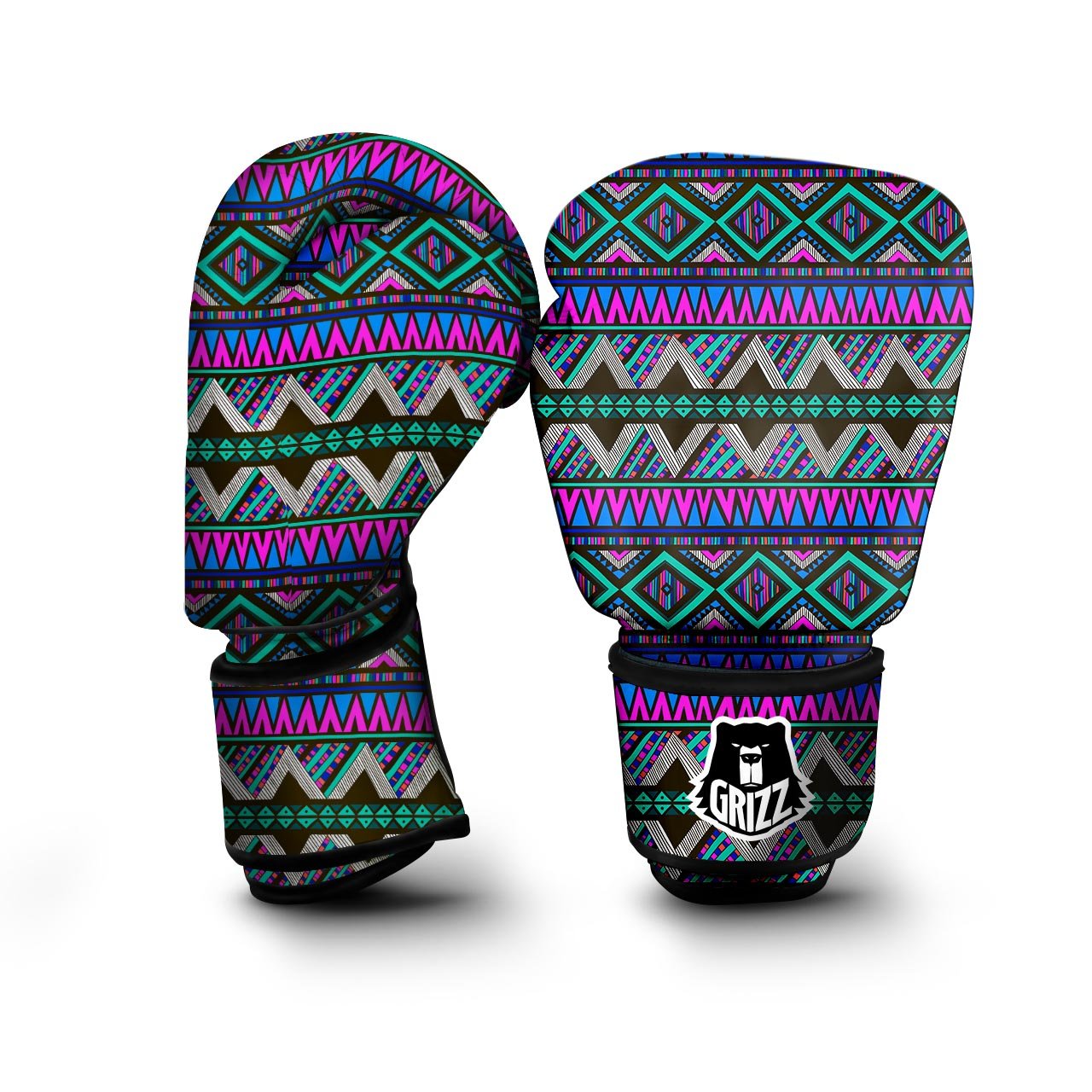 Neon Color Indian Aztec Trippy Boxing Gloves-grizzshop
