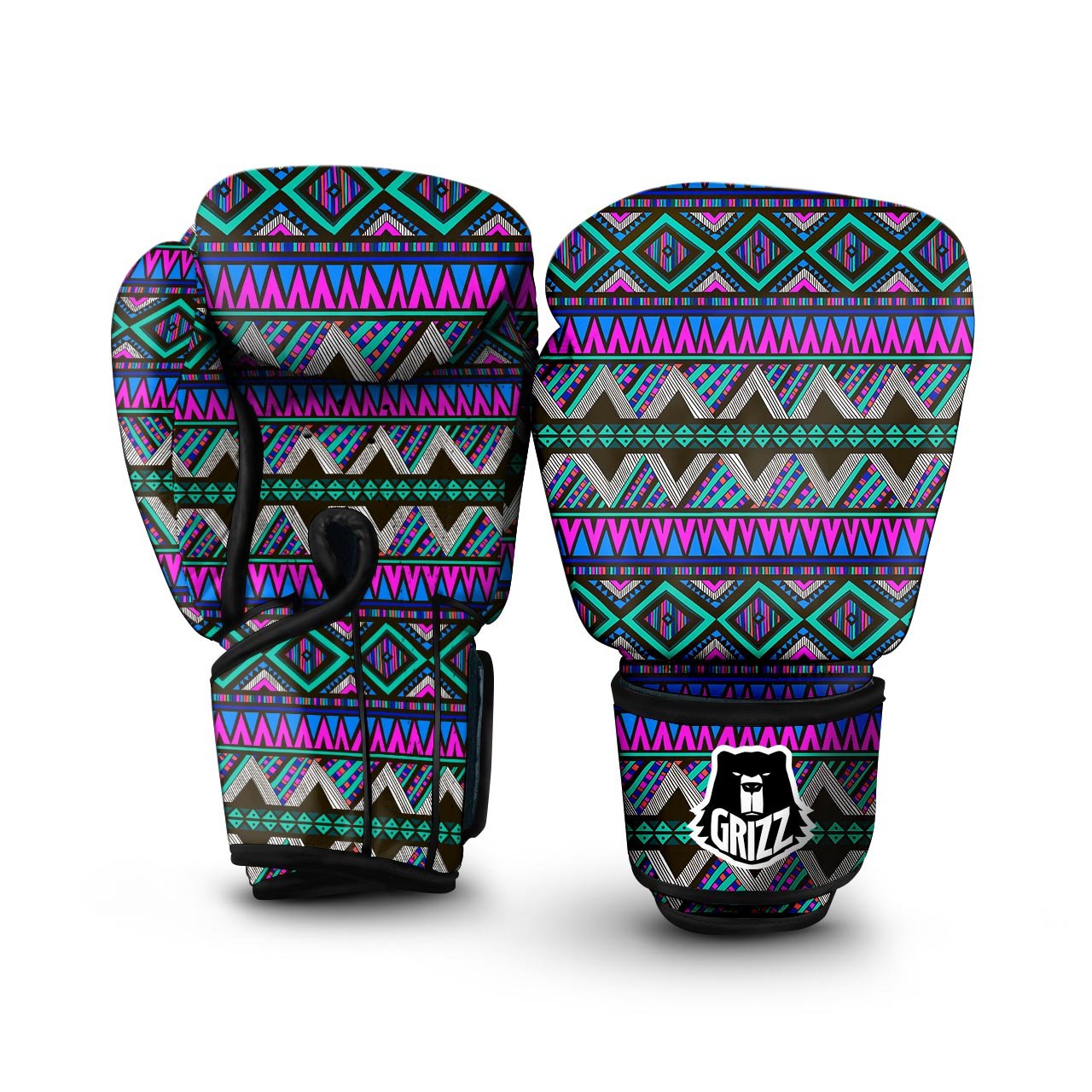 Neon Color Indian Aztec Trippy Boxing Gloves-grizzshop