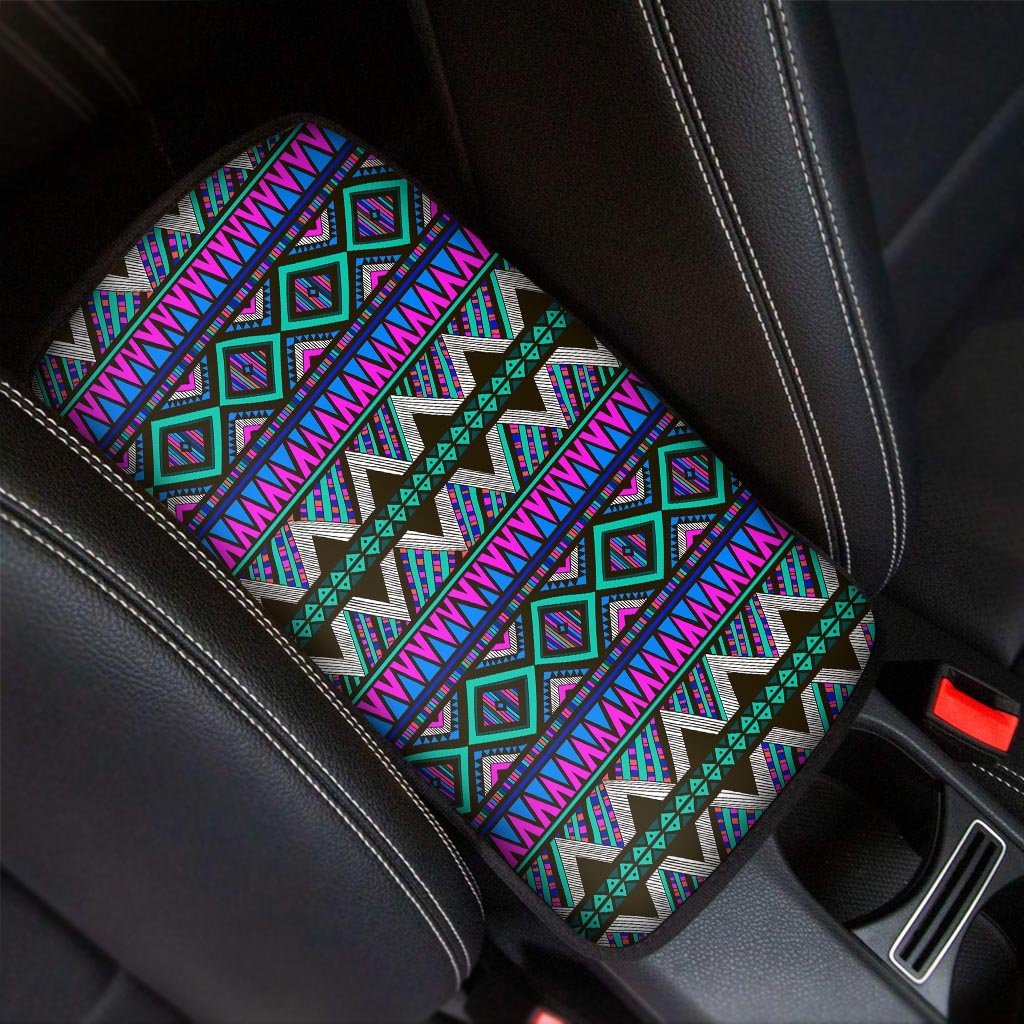 Neon Color Indian Aztec Trippy Car Console Cover-grizzshop