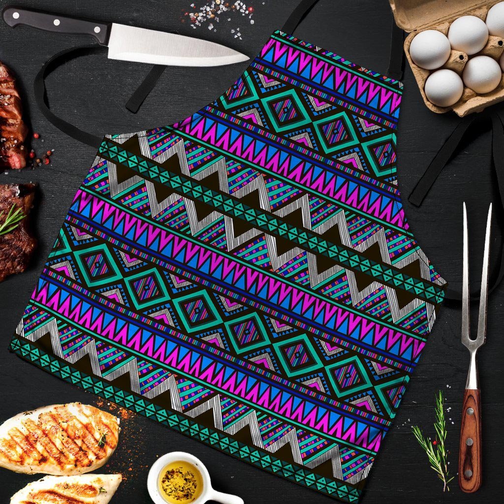Neon Color Indian Aztec Trippy Men's Apron-grizzshop