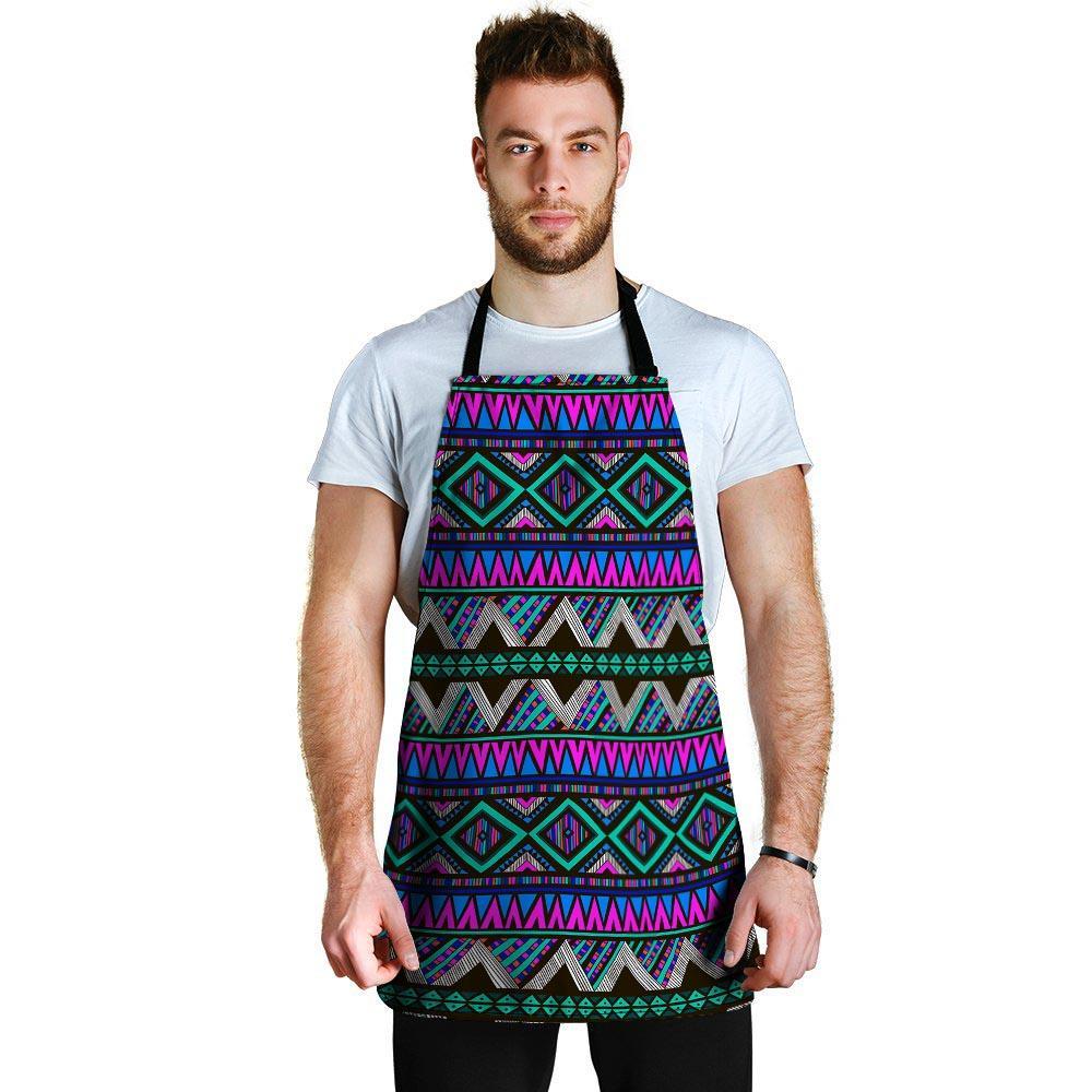 Neon Color Indian Aztec Trippy Men's Apron-grizzshop