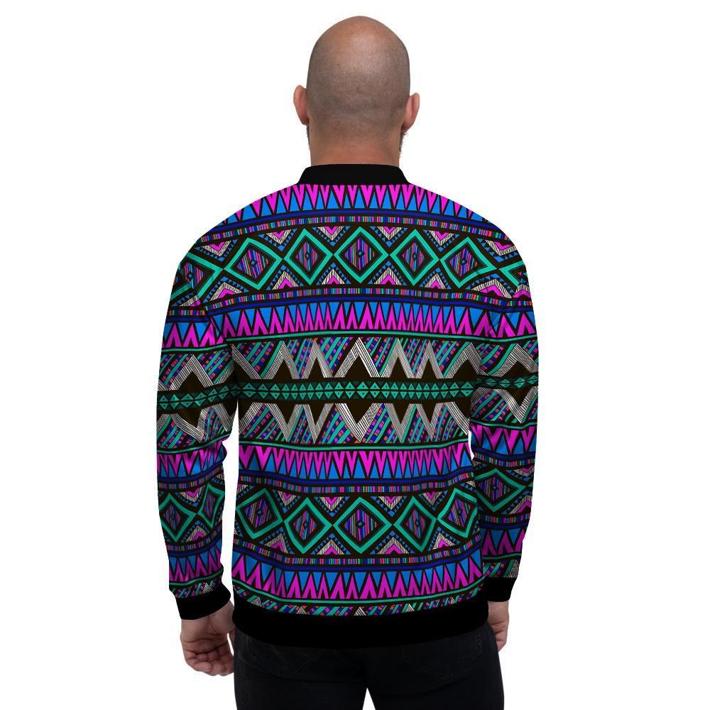Neon Color Indian Aztec Trippy Men's Bomber Jacket-grizzshop