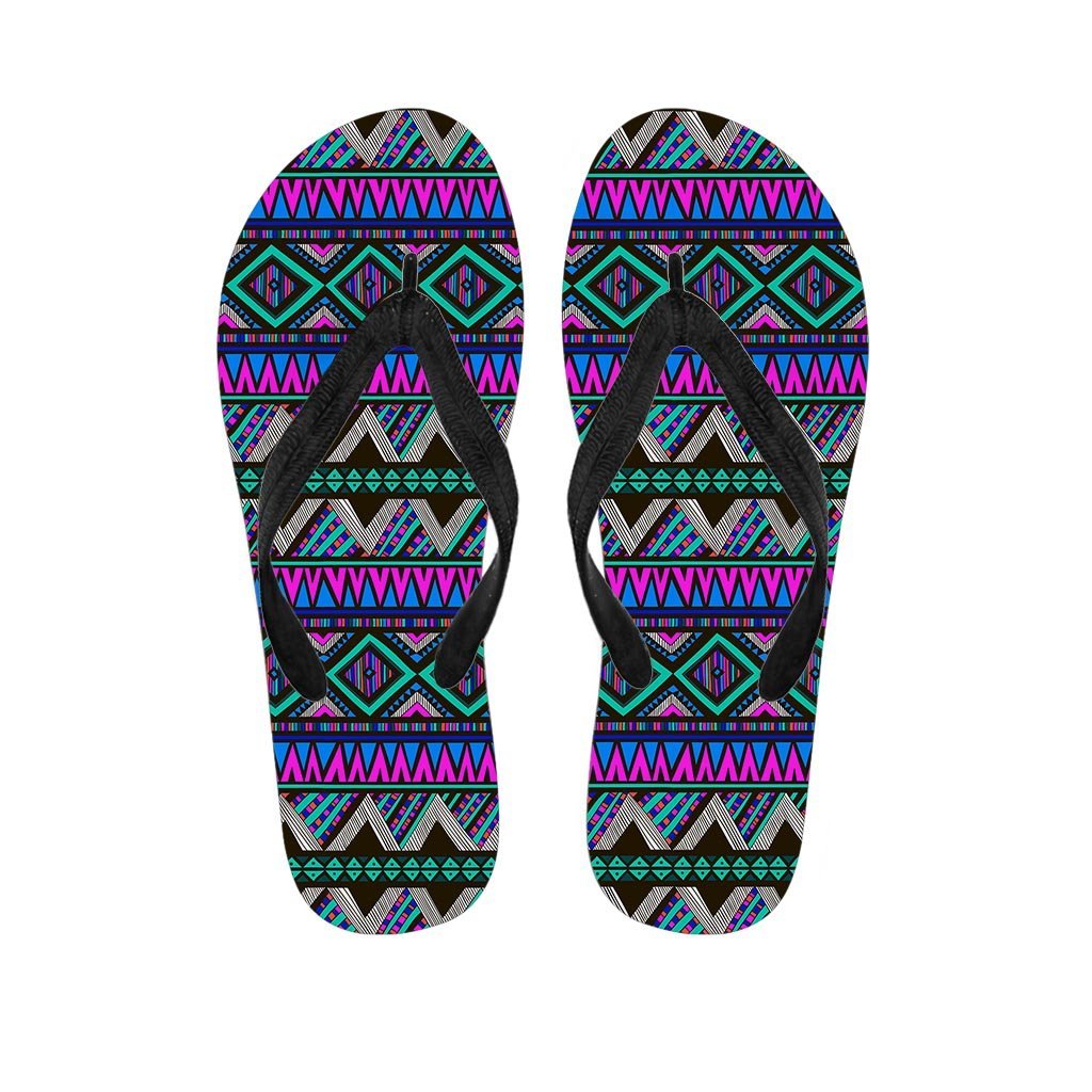 Neon Color Indian Aztec Trippy Men's Flip Flops-grizzshop