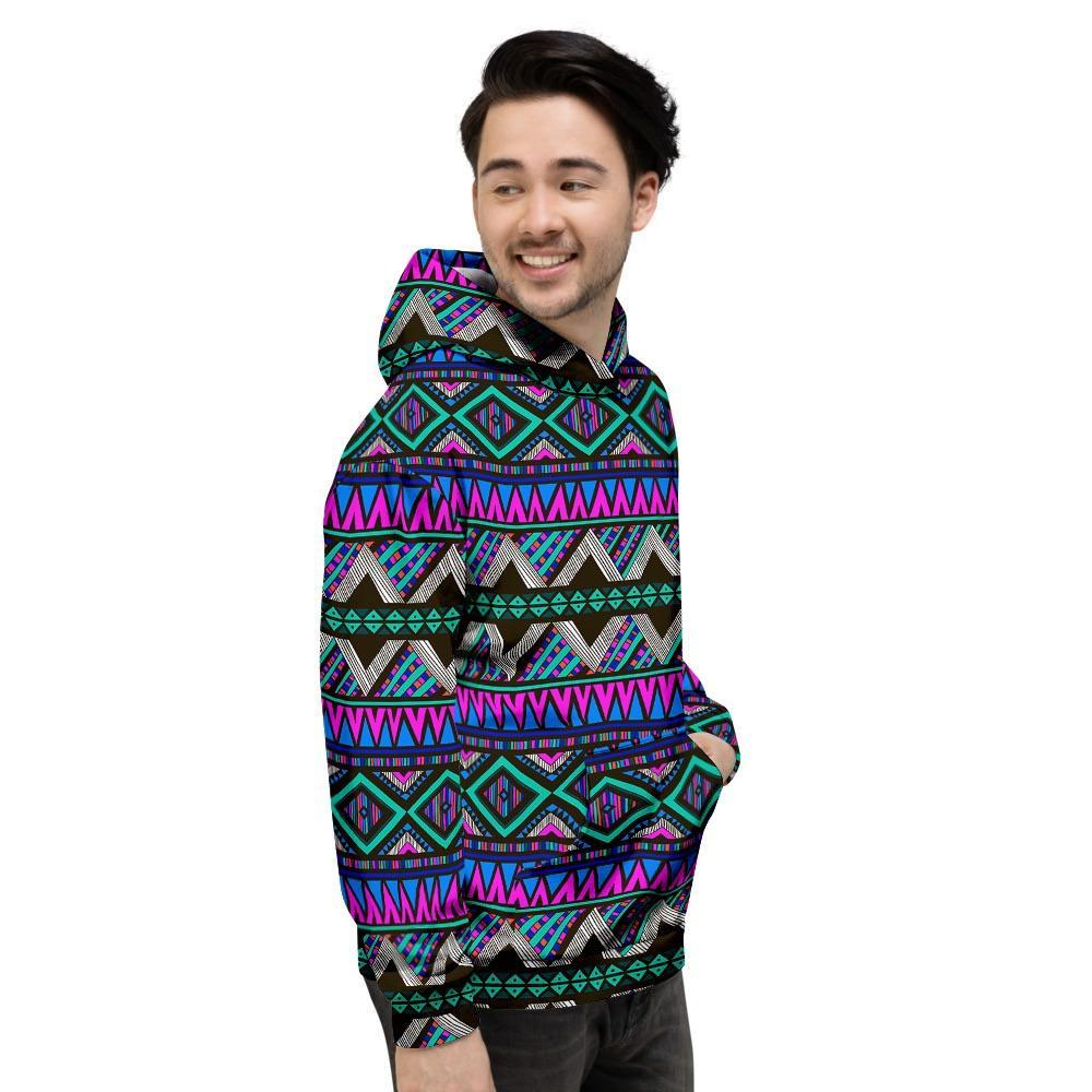 Neon Color Indian Aztec Trippy Men's Hoodie-grizzshop