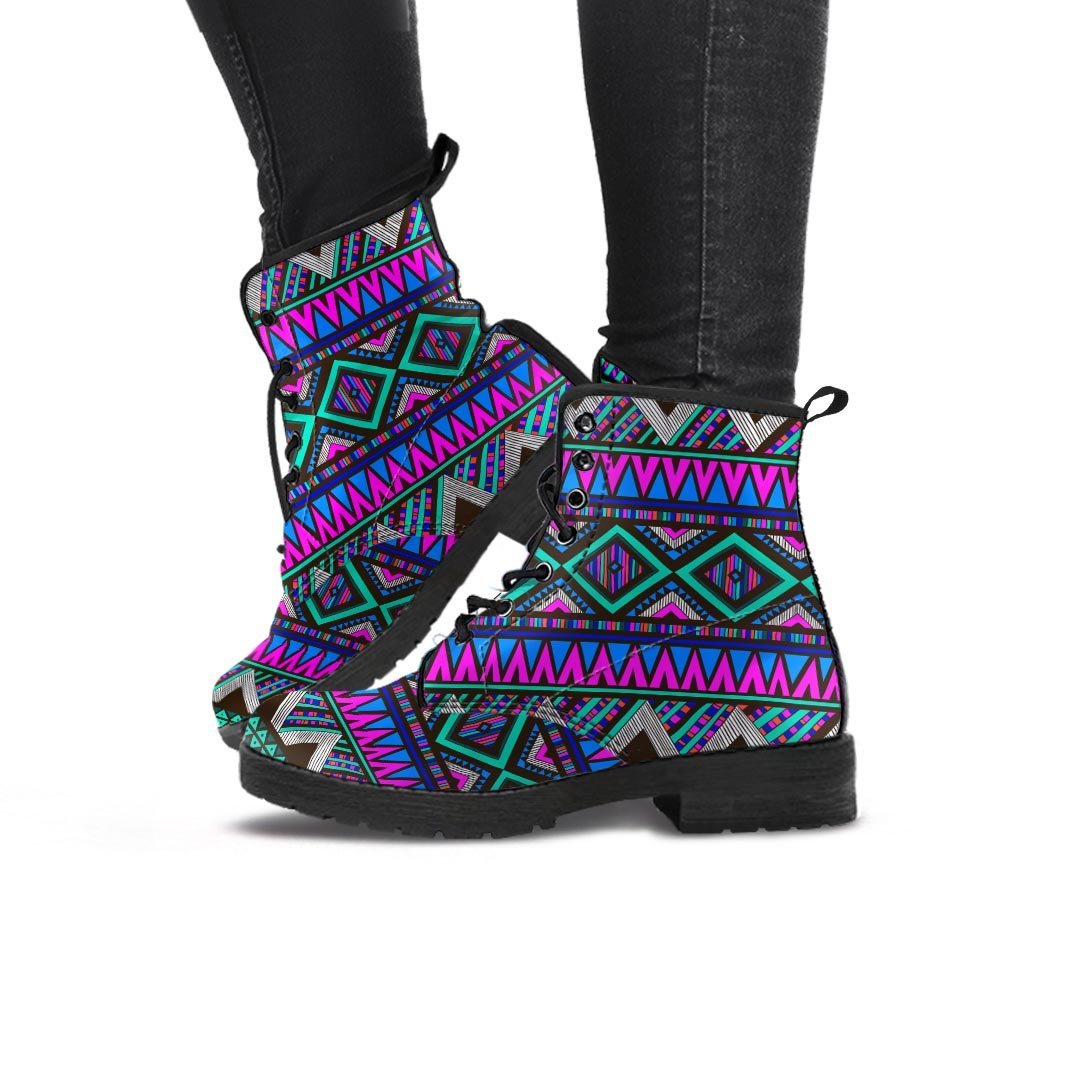 Neon Color Indian Aztec Trippy Women's Boots-grizzshop
