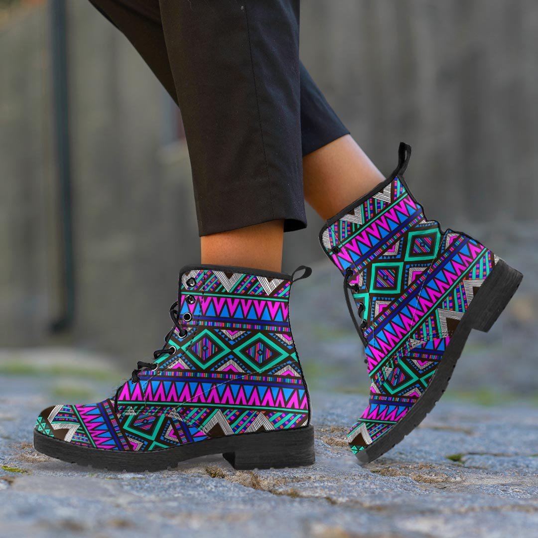 Neon Color Indian Aztec Trippy Women's Boots-grizzshop