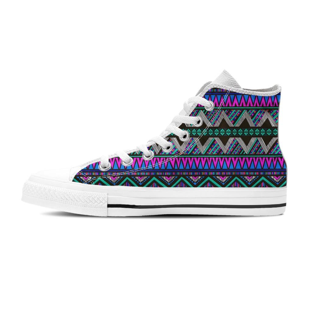 Neon Color Indian Aztec Trippy Women's High Top Shoes-grizzshop