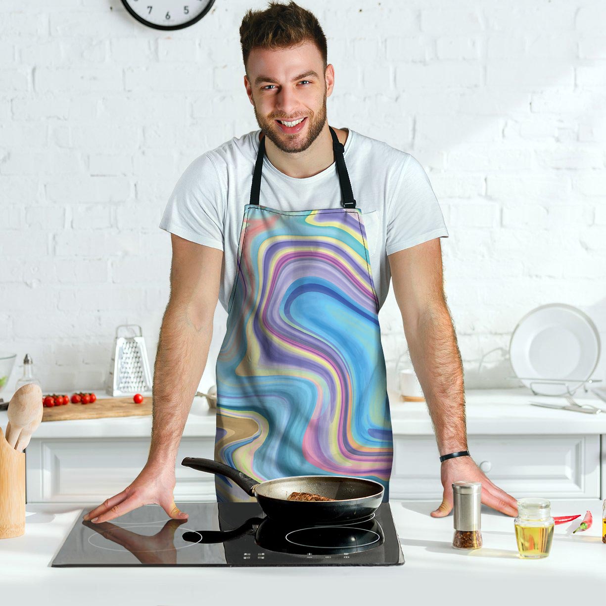 Neon Color Marble Men's Apron-grizzshop