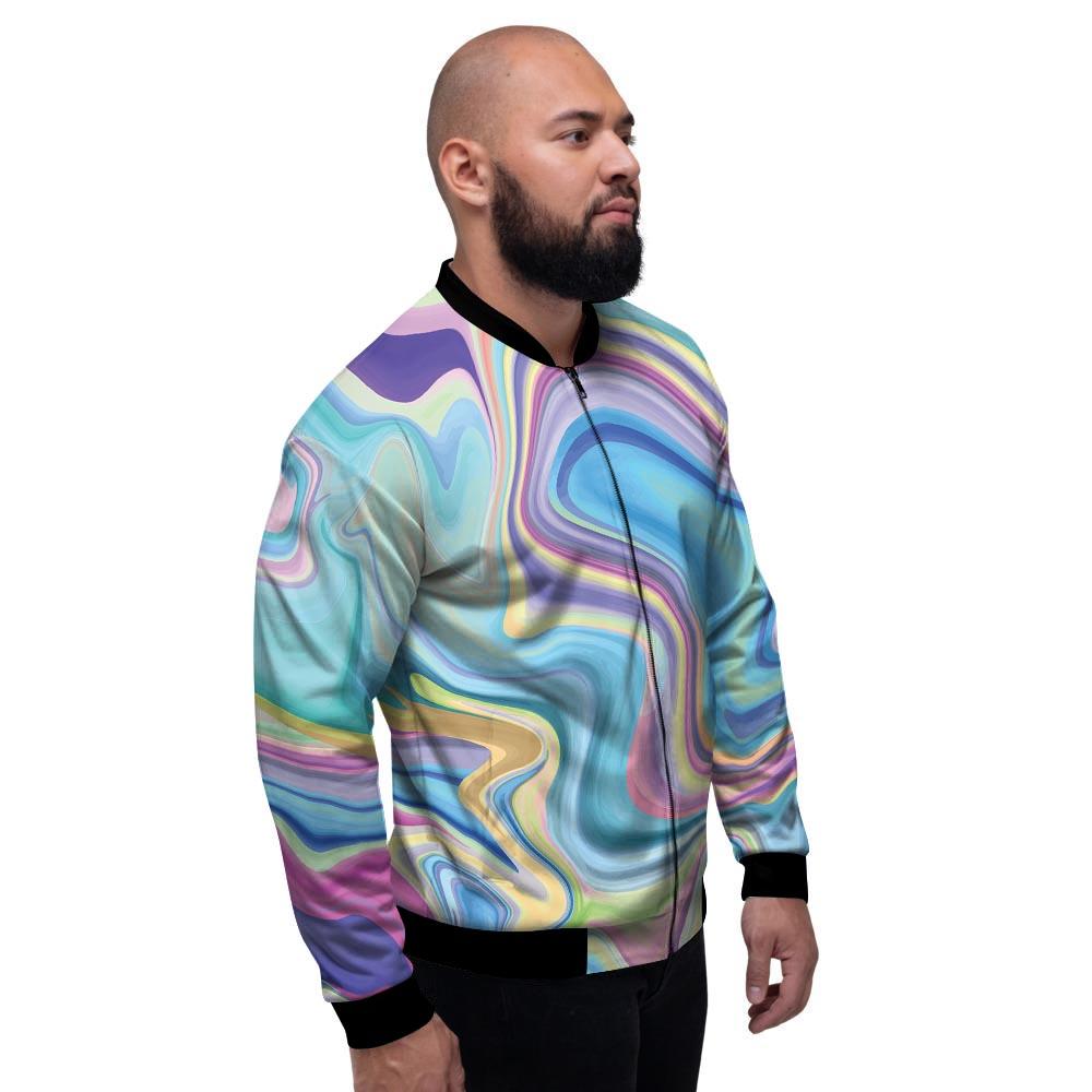 Neon Color Marble Men's Bomber Jacket-grizzshop